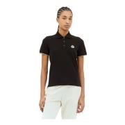 Klassieke Logo Patch Polo Shirt Moncler , Black , Dames