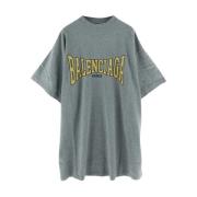 Logo T-shirt Casual Wear Balenciaga , Blue , Heren