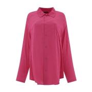 Logo Viscose Shirt Balenciaga , Pink , Dames