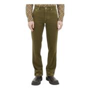 Geruite Twill Broek met Manchetten Burberry , Brown , Heren