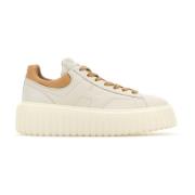 Witte Leren Gestreepte Plateau Sneakers Hogan , White , Dames