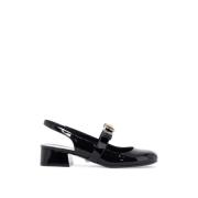 Lakleren strik slingback pumps Versace , Black , Dames