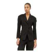 Gefranjerde Tweed Blazer Ganni , Black , Dames