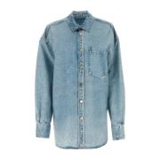 Oversized Bedrukt Jersey Shirt Alexander Wang , Blue , Dames