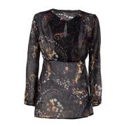 Bloemen Lange Mouw Doorschijnende Blouse Rinascimento , Black , Dames