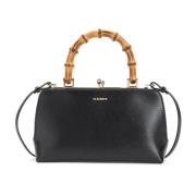 Zwarte Handtas met Bamboe Handvat Jil Sander , Black , Dames