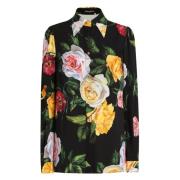 Peonie Rose Zwarte Shirt Dolce & Gabbana , Multicolor , Dames