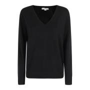 Casual V-hals Top Vince , Black , Dames