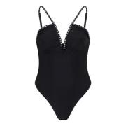 Zwarte Lycra Badpak met Strass Versieringen Love Stories , Black , Dam...