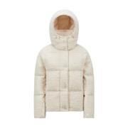 Witte Tweed Korte Donsjas Moncler , White , Dames