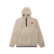 Beige K-Way Jas met Logo Comme des Garçons Play , Beige , Heren