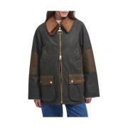 Groene Gewaxte Jas Vier Zakken Ontwerp Barbour , Green , Dames