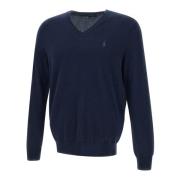 Merino Wol Navy Blauwe Trui Polo Ralph Lauren , Blue , Heren