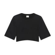 Zwart Katoenen T-shirt met Gewatteerde Schouders Isabel Marant , Black...