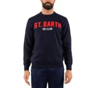 Groene Crewneck Sweater met Borduurwerk MC2 Saint Barth , Blue , Heren