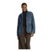 Blauwe Denim Blazer Jas Soeur , Blue , Dames