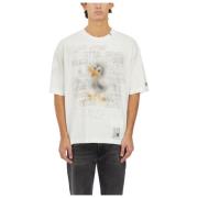 Versleten Katoenen T-Shirt Mihara Yasuhiro , White , Heren