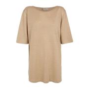 Linnen beige gebreid T-shirt Cortana , Beige , Heren