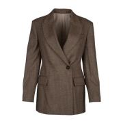 Elegant Suit-Type Jacket Brunello Cucinelli , Brown , Dames