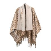 Stijlvolle Poncho voor Modieuze Looks Twinset , Brown , Dames