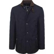 Navy Gewatteerd Jack Hoge Kraag Achtersplitten Barbour , Blue , Heren