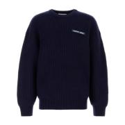 Half Cardigan Gebreide Crewneck Sweater Marine Serre , Blue , Heren