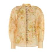 Gedrukte Linnenmix Crush Shirt Zimmermann , Multicolor , Dames