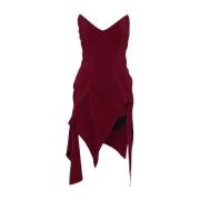 Bordeaux Asymmetrische Korsetjurk Ruches Mugler , Red , Dames