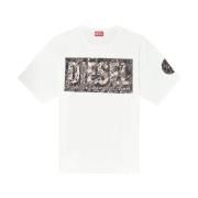 Witte T-Boxt-R22 T-shirt met Logo Print Diesel , White , Heren