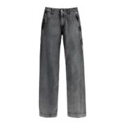 Zwarte Denim Straight Jeans Grote Zakken MM6 Maison Margiela , Black ,...