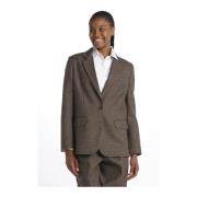 Geruite Wollen Blazer Jas Nine In The Morning , Brown , Dames