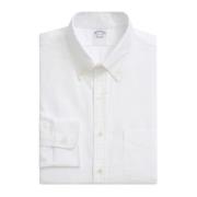 Witte Regular Fit Non-Iron Katoenen Oxford Overhemd met Button Down Kr...