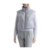 Gecropte gansdonsvest met pailletten Peserico , Gray , Dames