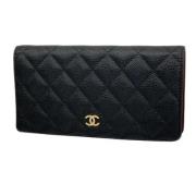 Pre-owned Leather wallets Chanel Vintage , Black , Dames