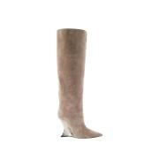 Beige Leren Nina Laarzen - Puntige Neus Paris Texas , Beige , Dames