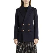 Navy Blue Wool Blazer Jacket Burberry , Blue , Dames