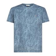 Paisley Jersey Katoenen T-shirt Etro , Blue , Heren