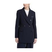 Dubbelrijige blazer in technische wol Peserico , Blue , Dames