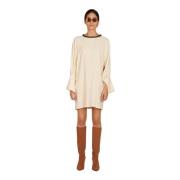 Beige Viscose Cady Korte Jurk Erika Cavallini , Beige , Dames