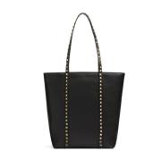 Zwarte Rockstud Leren Winkel Tas Valentino Garavani , Black , Dames