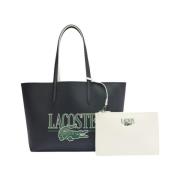 Omkeerbare Tote Bag met Krokodil Detail Lacoste , Black , Dames