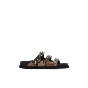 Slippers Florida gevoerd Birkenstock , Brown , Dames