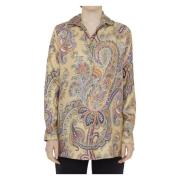 Zijden Twill Overhemd met Paisley Motief Etro , Beige , Dames