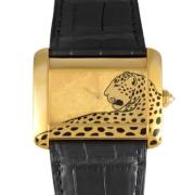 Pre-owned Leather watches Cartier Vintage , Yellow , Heren