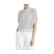 Wol en lurex korte mouw trui Peserico , Gray , Dames