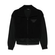 Zwarte Zip Sweater met Zakken Emporio Armani , Black , Dames