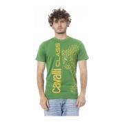 Tijdloos effen T-shirt Cavalli Class , Green , Heren