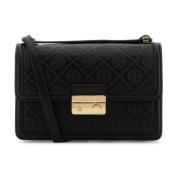 Stijlvolle zwarte leren schoudertas Tory Burch , Black , Dames