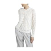 Merino wol en alpaca kantpatroon vest Peserico , White , Dames