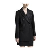 Puur wollen twill double-breasted blazer Peserico , Black , Dames